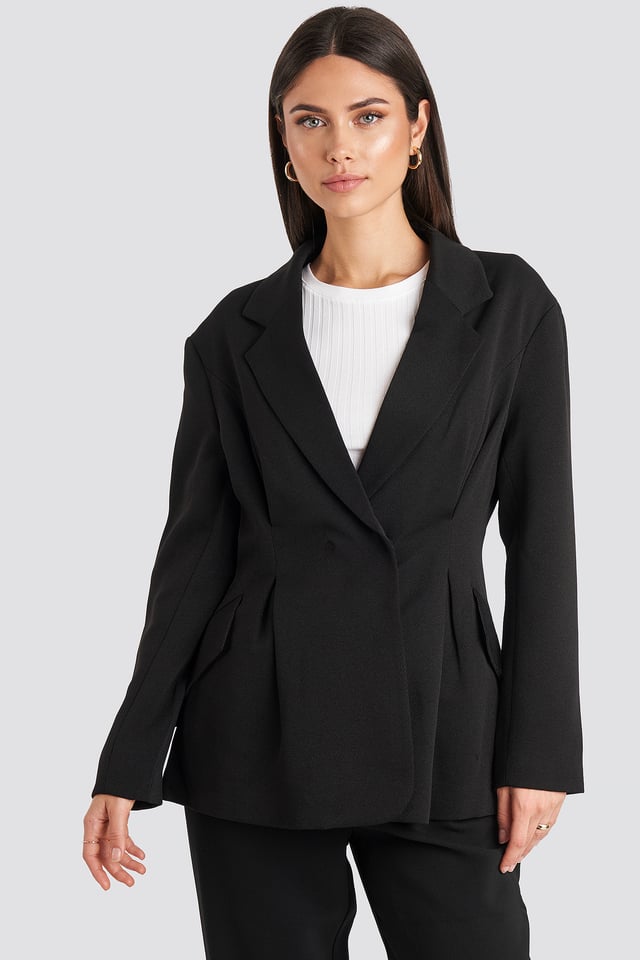 Gathered Waist Blazer Black