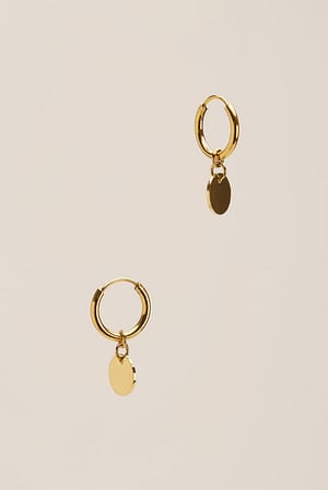 Gold Recycled Gold Plated Coin Pendant Hoops