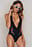 Halterneck Plunge Embroidery Swimsuit