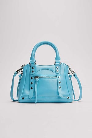 Aqua Blue Mini borsa con dettaglio metallico
