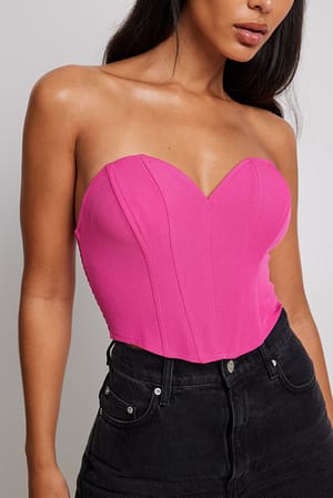 Pink Top corsetto con scollo a cuore