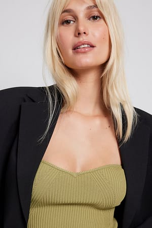 Olive Green Heart Shaped Knitted Tube Top