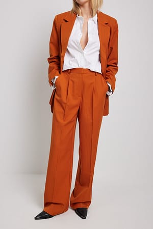 Burnt Orange Heavy High Waist Suit Pants
