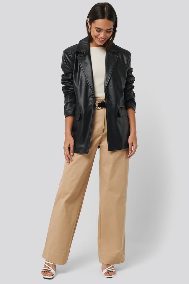 Heavy Cotton-blend Pants Beige