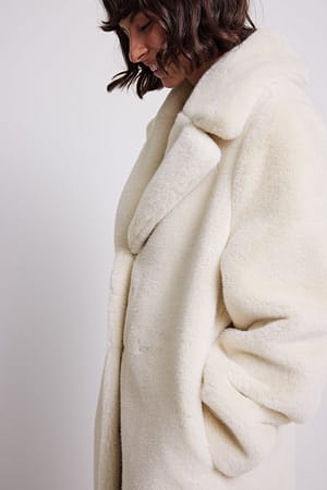 Light Beige Faux fur frakke