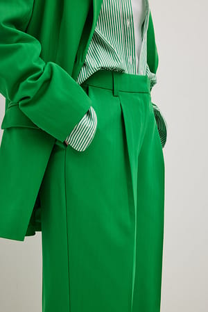 Green Pantalón de traje ancho ​​de cintura alta