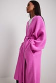 Pink Heavy Knitted Long Cardigan