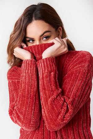 Red NA-KD Heavy Knitted Oversize Sweater
