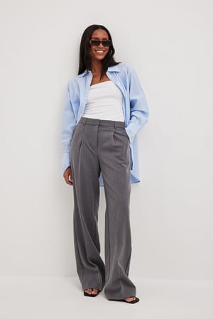 Grey Pantalon de costume épais taille basse
