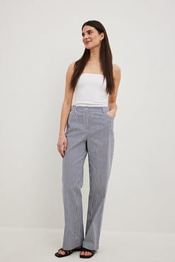 Heavy Mid Waist Stirped Pants Outfit