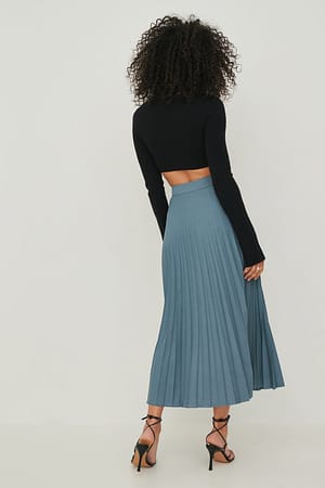 Heavy Pleated Midi Skirt Blue | NA-KD