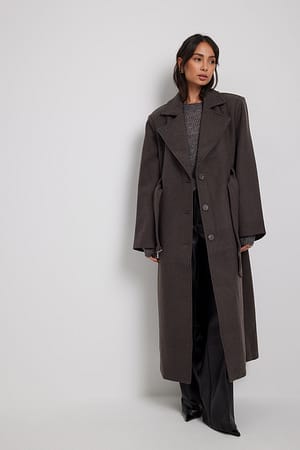 Grey Manteau épais en laine mélangée