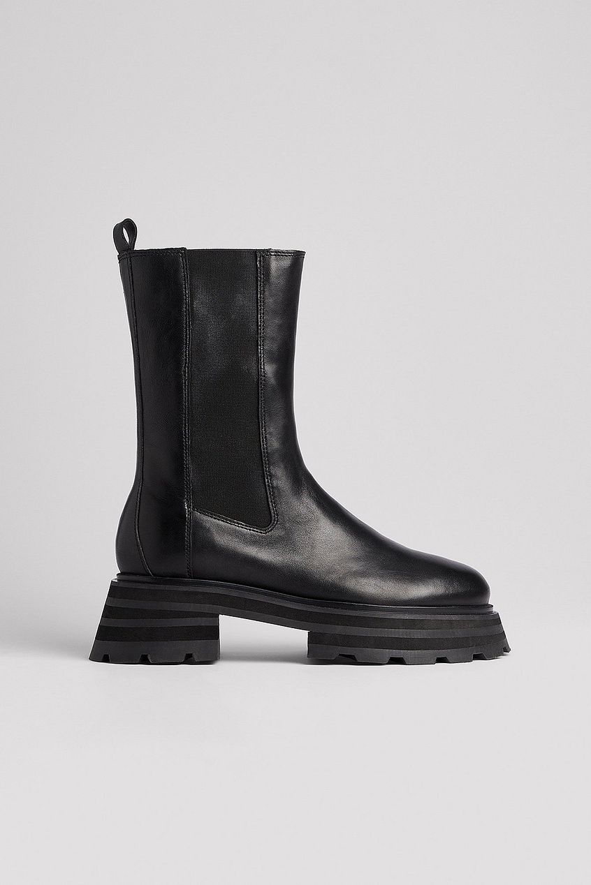 na-kd.com | Chelsea boots i läder med tung profilsula