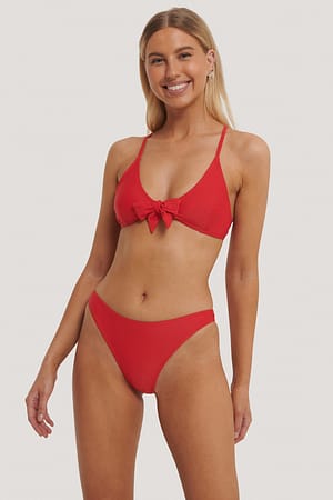 Red Culotte de bikini taille échancrée