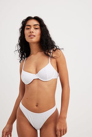 White Recyklingowane mocno wycięte figi od bikini