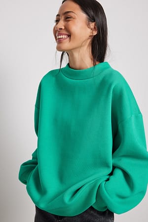 Green Organische sweatshirt met hoge halsdetail