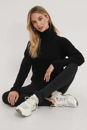 Black High Neck Knitted Sweater