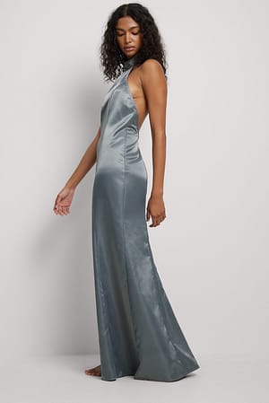 Silver Højhalset kjole med åben ryg