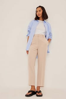 High Rise Cropped Suit Pants Beige | NA-KD