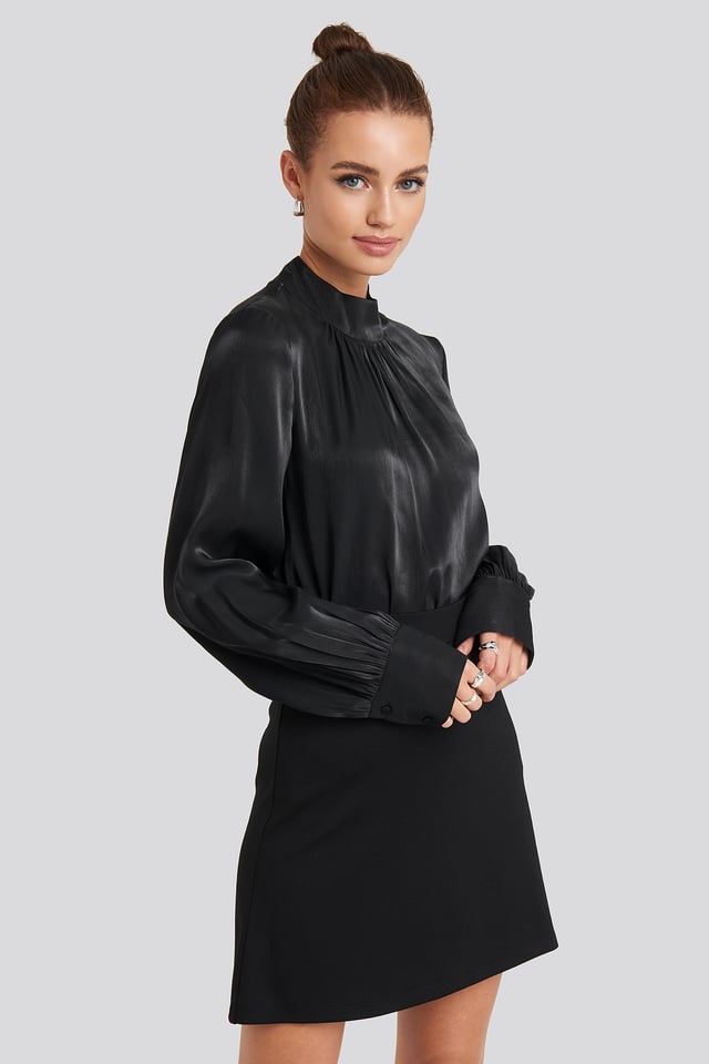 High Waist A-Line Skirt Black