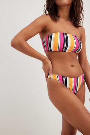 Stripe Print Braguita de bikini de tiro alto
