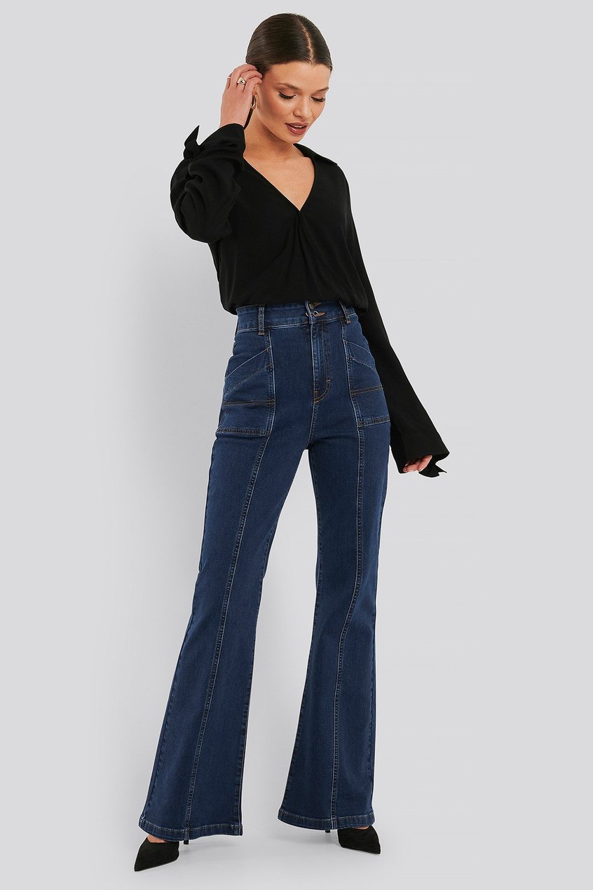 Jean Jean flared | High Waist Front Seam Flare Jeans - VF18303