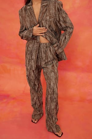 Brown High Waist Jacquard Suit Pants