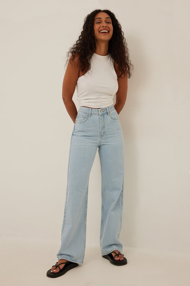 Light Blue Jeans met losse pasvorm en hoge taille