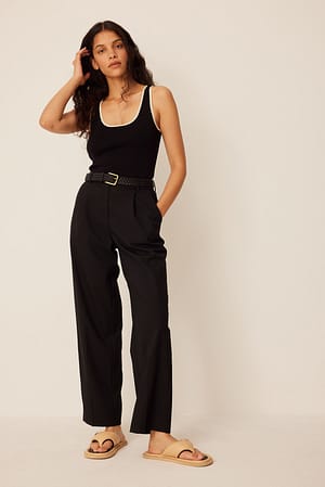 High Waist Ankle Suit Trousers Black | NA-KD