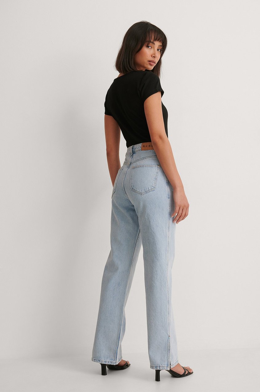 Jeans Reborn Collection | Jeanshose mit Seitenschlitz und hoher Taille - BO40075