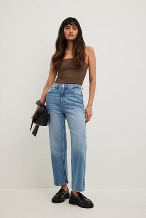 Straight High Waist Cropped Jeans  Outfit
