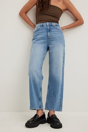 Light Blue Cropped jeans met hoge taille