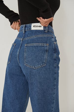 brugt Slægtsforskning større Højtaljede jeans med lige ben Blå | NA-KD