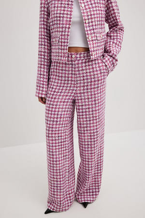 Pink Check High Waist Suit Trousers