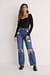 Jeans hohe Taille Used-Look