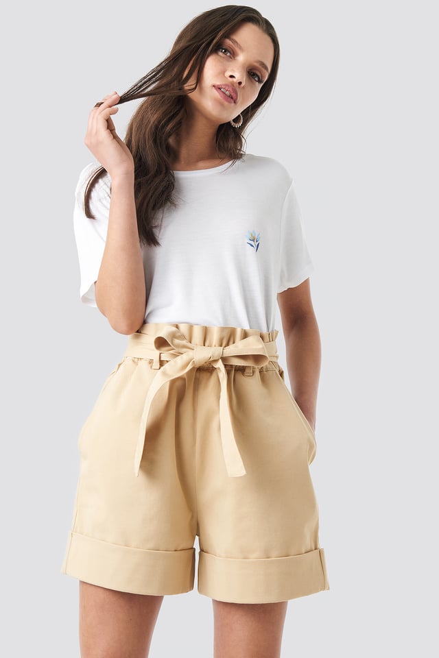 High Waist Chino Shorts Beige
