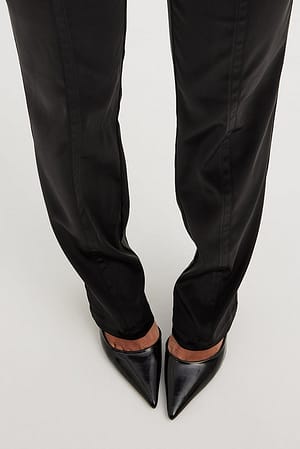 Black Calças de cetim com cintura subida