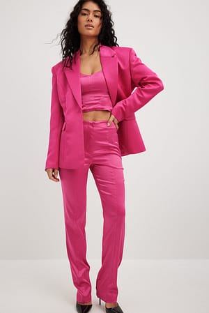 Pink High Waisted Satin Trousers