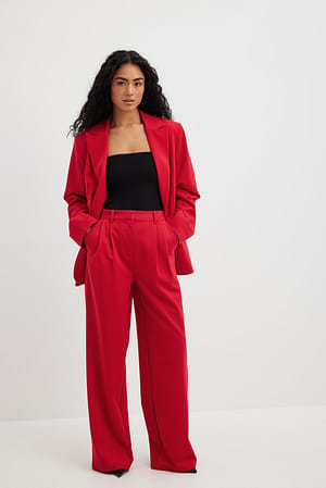 Red High Waisted Statement Trousers