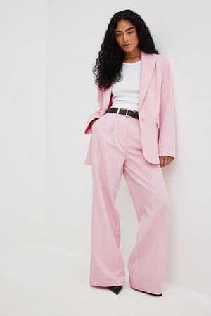 Light Pink High Waisted Statement Trousers