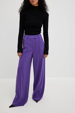 Purple Pantaloni eleganti a vita alta