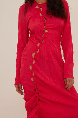 Red Hole Details Maxi Dress