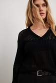 Black Hole Knitted Deep V-Neck Sweater