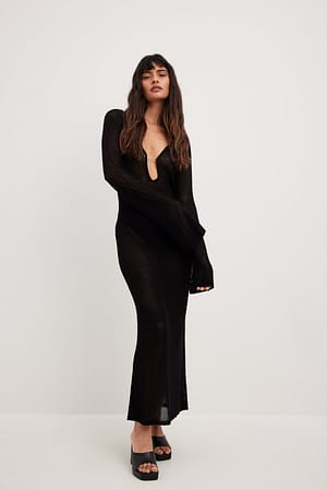 Black Hole Knitted Maxi Dress