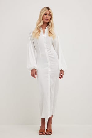 White Jacquard Midi Dress