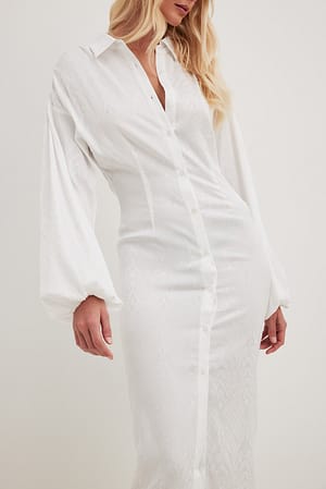 White Jacquard Midi Dress