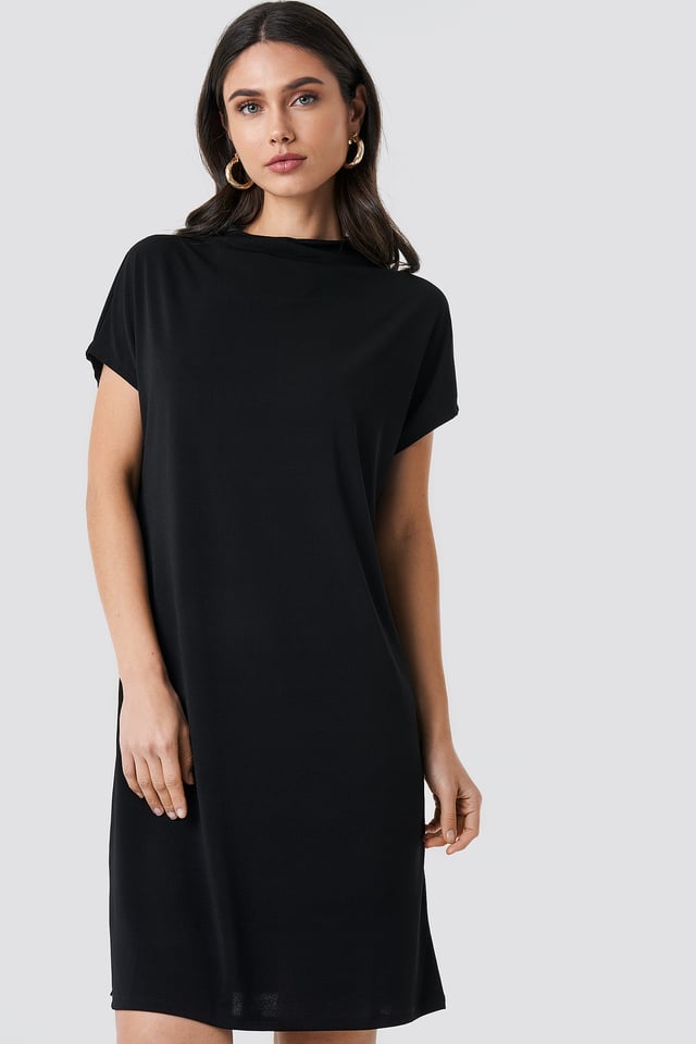 Jersey Cap Sleeve Dress Black