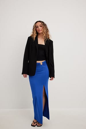 Blue Jersey High Waist Maxi Skirt