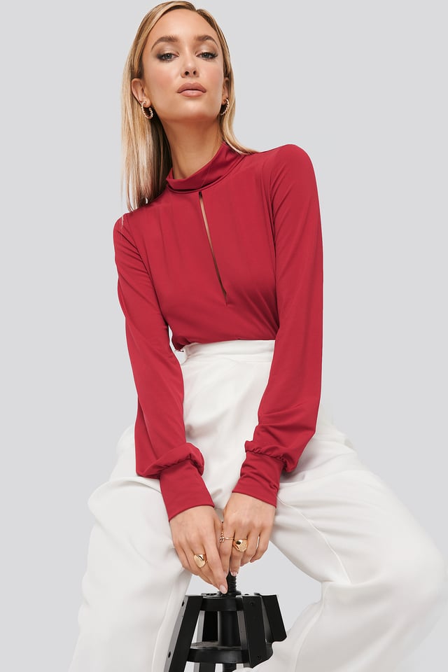 Keyhole Polo Body Dark Red