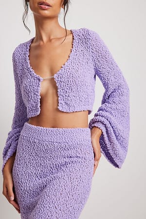 Lilac Knitted Cropped Chain Detail Cardigan